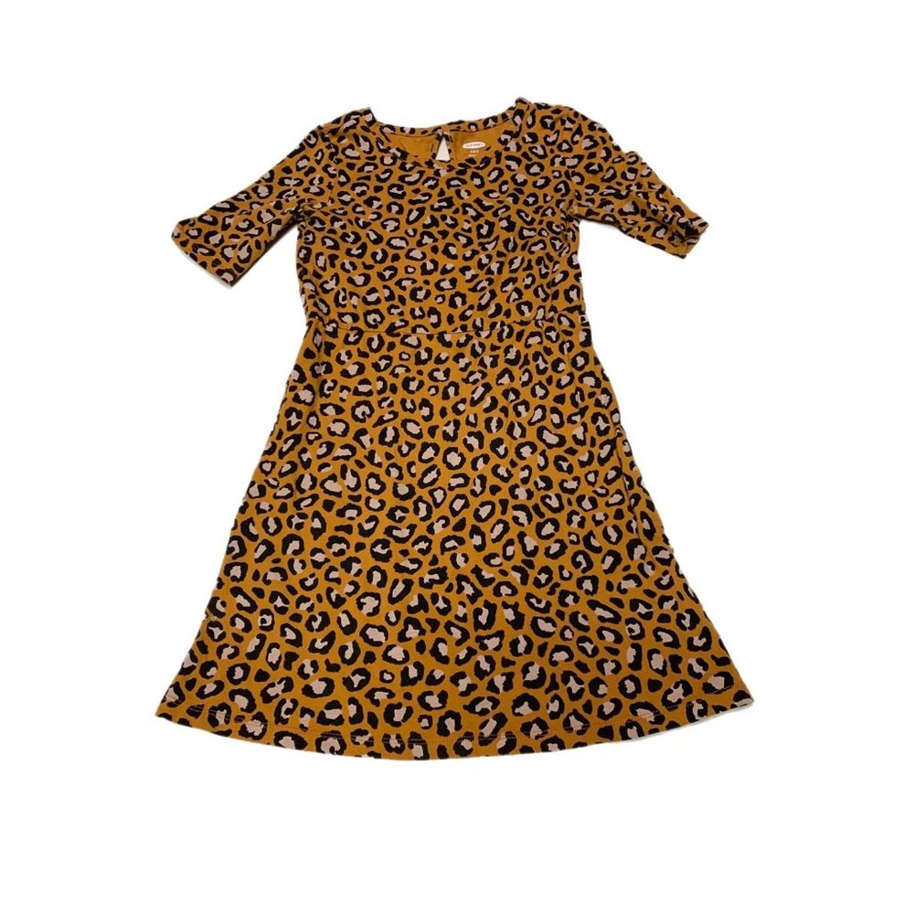 Old Navy Girls Orange Cheetah Animal Print Dress Size Small
